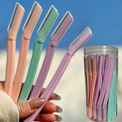 6/12/24pcs Eyebrow Razor Set, Face Shaver For Women, Eyebrow/Facial Shaving, Removes Peach Fuzz And Leaves Skin Smooth