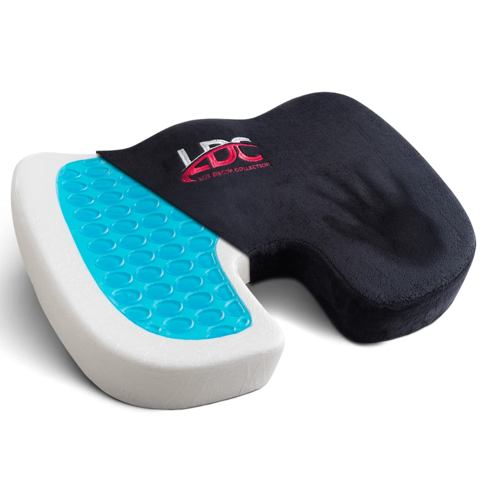 1-Pack Office Chair Seat Cushion - Lux Decor Gel Memory Foam – Cooling, Breathable Support For Tailbone, Back & Sciatica Relief, Car Seat Cushion For Driving & Gaming – Versatile Use, Travel-Friendly – Back To School, Graduation Gifts, Valentine's Day Self-Care Gift, Spring Office Refresh, Work From Home Essential, Ergonomic Design, Pressure Relief, Travel Friendly, Gaming Chair Accessory, Portable Cushion, Car Accessory, Posture Support, Lumbar Comfort, Daily Support, Home Office Setup, Desk Comfort - 黑色 - 查看 1