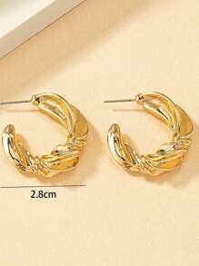 1 pereche de cercei geometrici minimalisti din metal, potriviți pentru ținuta zilnică a femeilor