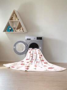 1pc Strawberry Rabbit Pattern Sherpa Fleece Blanket, Soft & Comfortable Sherpa Fleece Throw Blanket For Sofa, Bed, TV, Soft And Warm Blanket For Baby, Home, Office, Camping, Travel, Holiday, All Season Multipurpose Gift Blanket