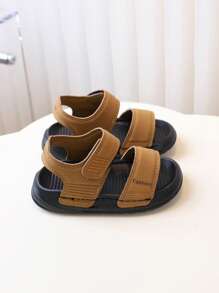 1 Par de Sandalias de unicolor de PU con punta abierta, de secado rápido, transpirables, de moda, hechas a mano, con cierre de conveniente, adecuadas para niño, niña, niños, para playa/interior exterior/exterior/festivales, primavera/verano