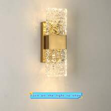 1 Pc Modern Crystal LED Wall Light, Warm White Polish Gold Metal Semi-Flush Mount Lighting Fixture With Installation Hardware, Hard-Wired, Suitable For Living Room, Bedroom, Hallway - 110V-240V