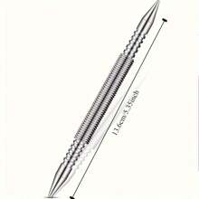 1pc Spring Center Punch, Hammerless, Double Headed Nail Installer, Spring Loaded, Loaded High Carbon Steel Nail Punch, Narrow Space, Door Hinge Pin Remover, Woodworking Tools - Silver - View 2