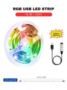 1 Pc 3.3-50ft/1-15m Tv Backlight LED Strip Light With Pattern Memory Fuction, Low Voltage 5v USB Flexible Led Light With Self Adhesive Tape, Embeded 3-Key Controller With Full Color Changing Light, Suitable For TV / PC Monitor Background Lighting Decor