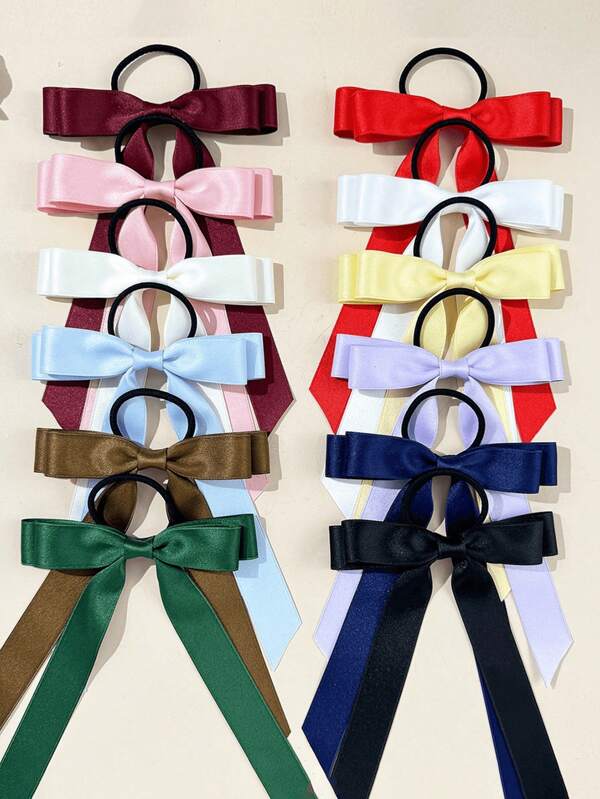 1/12PCS Multi-Color Women's Bow Hair Band, Hair Band, Fashionable, Simple And Cute, Affordable Wholesale Price, Rich Colors, Suitable For Daily Party Travel, The Best Party Gift Hair Ties Ponytail Holders Hair Elastics Hair Rubber Bands Scrunchies Hair Rope Elastic Hair Tie