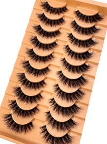 10 pares de pestañas postizas naturales y esponjosas estilo ojos de gato, con volumen y suavidad, extensiones de pestañas falsas para maquillaje