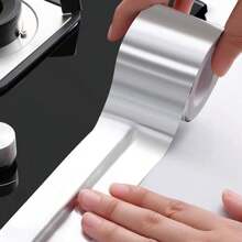 1pc Kitchen Waterproof Oilproof Sticker, Aluminum Foil Sink Anti-Mildew Waterproof Tape For Countertop, Water Pool, Stove - Silver - View 10