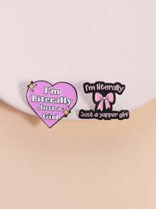 1pc "I'm Literally Just A Girl" Pink Heart Brooch, Fashion Accessory For Clothes & Bag, Gift For Friends - Pink - View 9