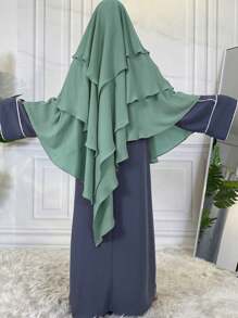 1 chiếc áo choàng dài ba lớp có mũ trùm đầu thanh lịch cho nữ Chador, Khimar, khăn choàng chống nắng thoáng khí, thích hợp mặc ngoài trời thường ngày trong mọi mùa - màu đặc - Xem 30