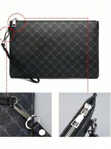 Bolsa De Mão Casual Masculina, Bolsa De Mão Com Design De Envelope, Bolsa De Mão De Pu Para Negócios