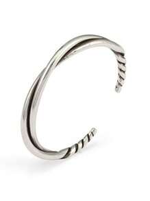 1pc Retro Minimalist Metal Geometric Open Bangle Bracelet, Suitable For Men's Daily Wear