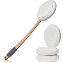 EVA Wood Handle Bath Lotion Applicator For Back Self-Application Of Cream Sunscreen Self Tanner - Black and White - View 1