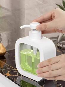 1 pièce Bouteille distributrice en plastique rechargeable format voyage - pour shampoing, gel douche, savon liquide pour les mains avec grande capacité