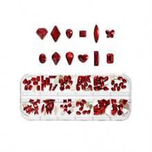 12 Grid 3D Colorful FlatBack Rhinestones Crystal Glass Gems Luxury For Nail Art DIY Decoration - Red - View 2