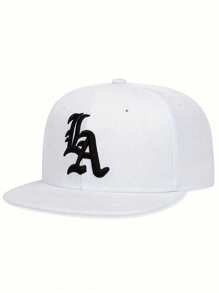 1pc Unisex Street Style Embroidered Flat-Brim Baseball Cap, 100% Polyester, Handwash, Non-Stretch, Lightweight - Adjustable Flat-Brim