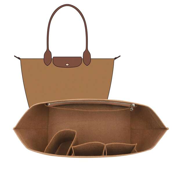 حقيبة تنظيم لحقيبة Le Pliage بتصميم متعدد الجيوب من القماش الحس ، منظم حقيبة بسوستة وحامل كوب لداخل الحقيبة ، 2025