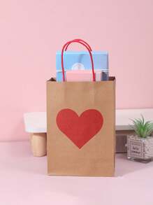 50/40/30/20/1pc Simple Red Heart Kraft Paper Tote Bag, Valentine's Day, Mother's Day, Birthday Party Gift Bags, Handmade Square Tote Gift Bags With Heart,Simple Red Heart Kraft Paper Tote Bag, Valentine's Day, Mother's Day, Birthday Party Gift Bags, Handmade Square Tote Gift Bags With Heart - Multicolor - View 7