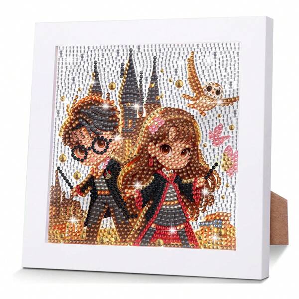 Kids DIY Diamond Painting, Crystal Full Drill With Frame, Cartoon Style For Boys, Tabletop Decoration