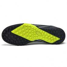 1 par de zapatos de fútbol para adultos hombres/mujeres estudiantes, zapatos con clavos para deportes de equipo, competencia, resistentes al deslizamiento y al desgaste con tacos para césped artificial, arena, césped natural, cancha interior, zapatos de entrenamiento de fútbol con cordones, zapatos de fútbol para mujer de piel de balón ovalado de pequeño tamaño - Negro - Ver 11