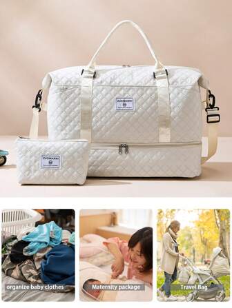 2pcs Multifunctional Large Capacity Waterproof Maternity Hospital Bag - Convertible Shoulder/Backpack, With Storage Pockets & Bottle Holder, Convenient For Travel - Suitable For Pregnancy, Postpartum Recovery And Outings With Baby