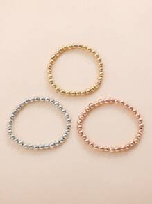 3pcs Gold/Silver/Rose Gold CCB Plastic Beaded Elastic Bracelet Set - Bracelet - View 2