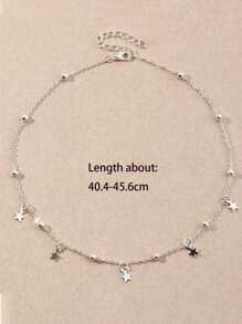 1 件简约优雅星形串珠项链，时尚百搭颈链，适合女性日常穿着和节日