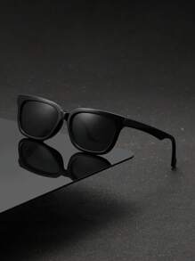 1 PC Men's Fashion Eyewear Acrylic Basic Classic Casual Rectangle Black Glasses For Holiday Outings, Outfits And Holiday Gifts