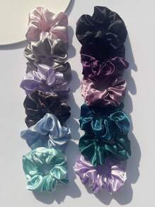 24 stuks/12 stuks make-up oogschaduw palet decoratie, effen kleur grote en kleine cirkel haarelastiekjes accessoires, geschikt voor vrouwen van 14+ jaar oud