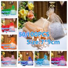 10/50/100pcs Gift Packaging Bags, Multi-Color Organza Candy Bags, Tableware, Size: 7*9CM, Various Holiday Party Packaging Supplies, Festival Home Decor