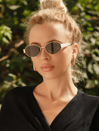 2 Pairs Fashion Glasses Polygon & Oval Women Metal Frame, Wide Bridge, Suitable For Running, Daily Wear, All Seasons For Summer Beach Vacation,Outdoor,Travel