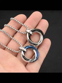 1pc 70cm Titanium Steel Unisex Crystal Decor Sweater Chain Necklace
