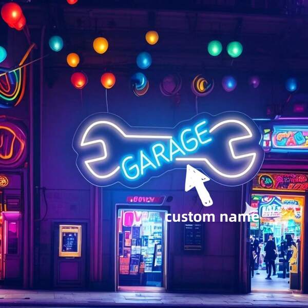 1 placa de neon dividida personalizada para design de garagem de linha única e fileira única, placa emissora de luz neon, placa de neon personalizada, adequada para garagens privadas, estacionamentos comerciais, estúdios criativos, restaurantes temáticos e decoração de casa.