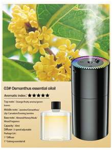 1 porta USB adequada para umidificador de aromaterapia Pruk Color em quartos, salas de estar, escritórios e carros - melhora o ambiente e a qualidade do ar por meio de luzes LED e névoa calmante Máquina de aromaterapia inteligente montada em carro