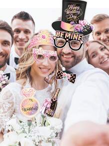 30pcs Wedding Party Photo Booth Props, Signs For Wedding Backdrop And Selfie Station, Pink Teal Selfie Wedding Photo Props For Wedding Party Supplies Decorations - Multicolor - View 5