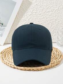 1pc Unisex Wide Brim Stylish Personalized Outdoor Sports Copper Buckle Adjustable Beach Solid Color Casual Street Polyester Patchwork Soft Top Rigid Brim Baseball Cap, Spring/Summer/Autumn/Winter