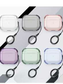 1 Piece Of Multi-Hued Translucent + Circular Loop Drop-Resistant Earphone Cup Sleeve Compatible With 1/2/3/4/Pro/Pro 2nd Generation Wireless Earphone Protective Enclosure