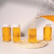 Juego de 8 piezas/6 piezas de botellas de vidrio de boca ancha para líquidos, botellas para tomar jengibre con tapas, envases para zumos de bienestar, botellas de agua cuadradas pequeñas de 4 oz/120 ml para uso en exteriores, a prueba de fugas.