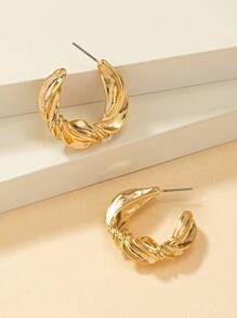 1 pereche de cercei geometrici minimalisti din metal, potriviți pentru ținuta zilnică a femeilor