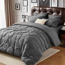 Soft And Breathable Bed In A Bag Set, A Great Gift For Christmas And Other Holidays, Soft And Durable Comforter Set, Twin/Full/Queen/King(7pieces),Ultimate Comfort For A Restful Night's Sleep - Màu xám đen - Xem 2