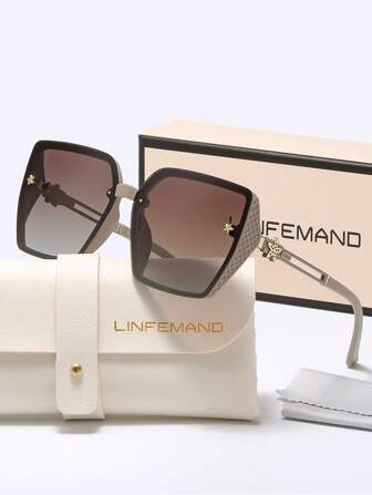  LINFEMAND Klasyczne kwadratowe okulary dla par w modnej oprawie, wyjątkowy kwiatowy wzór z wydrążonym wzorem na plażę, imprezę, podróż, prezent świąteczny na letnie wakacje na plaży, na zewnątrz, podróż, okulary przeciwsłoneczne, dekoracja świątyni, elegancki styl, duże kwadratowe ramki