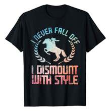 Funny Horse Racing Art For Men Women Horse Lover Equestrian T-Shirt Graphic Tees Short Sleeve Casual Women Men T Shirts 100% Cotton Tee Shirt Womens Summer Tops Funny Print Women's T-Shirts Soft Comfy Everyday Wear Daily Gift Woman Tshirt Black - Black - View 1