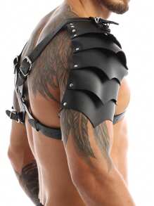 中世纪双肩甲、骑士紧身衣胸甲、战士派对服装、PU 皮革配饰、万圣节主题角色扮演道具、化妆舞会用品