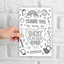 1pc Color Me Thank You Card For Best Teacher Ever With Envelope, 6.29" X 4.33", Creative Teacher Appreciation Greeting Card Versatile Greeting For Birthdays, Anniversaries, Congratulations - Appreciation Card For Teachers From Students - Multicolor - View 12