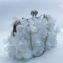 Banquet Clutch Bag, Delicate Lady Niche Satin Rose Flower Handbag, Bride Bag, Bridesmaid Bag, Crossbody Bag