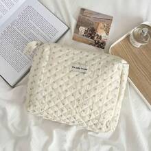 1 件花卉图案绗缝化妆包，女性化妆品收纳袋，大容量旅行收纳包，女士手拿包 - 彩色 - 查看 7