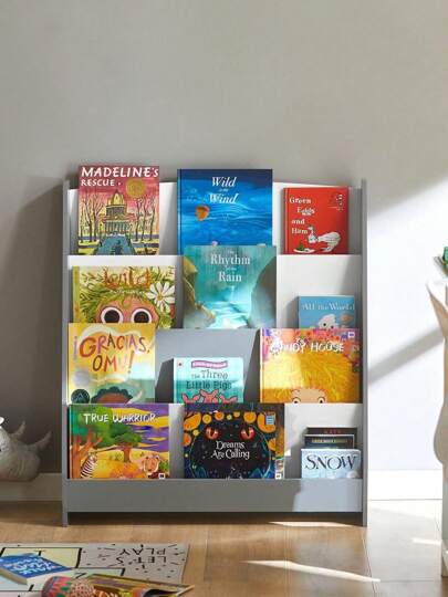 SoBuy KMB32-W Children's Bookshelf, Children's Board, Magazine Rack With 4 Shelves, Storage Shelf For Children, Hanging Shelf, White, Approx.: W X H X D: 80 X 88 X 30 Cm, Children's Shelf, Children's Storage, Children's Storage Box, Children's Storage Furniture, Children's Storage Chest, Children's Book Storage, Children's Bookshelf, Children's Reading Corner, Children's Toy Storage, Children's Toy Chest, Children's Room Dressing Room, Children's Room Storage, Children's Room Furniture, Children's Room Shelf, Children's Room Wall Shelf, Toy Storage, Toy Furniture, Toy Chest, Stuffed Animal Storage, Wall Shelf, Children's Room Magazine Rack, Children's Room Furniture, Blue MDF (E1)