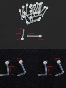 25 piezas Conjunto de Piercings Nasales Transparentes Simples - transparente - Ver 2