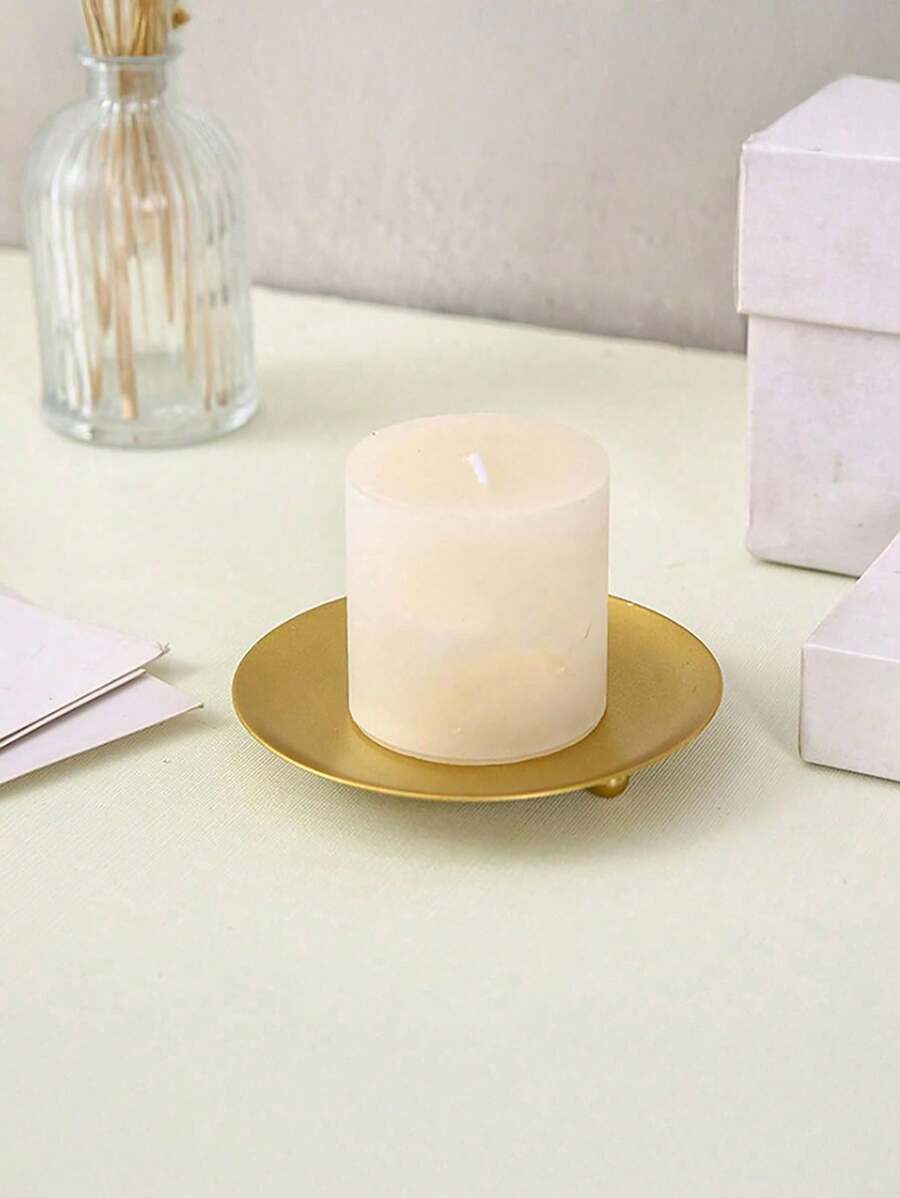 烛台金色黑色美式小烛台铁托盘支架圆形金属家居用品婚庆道具