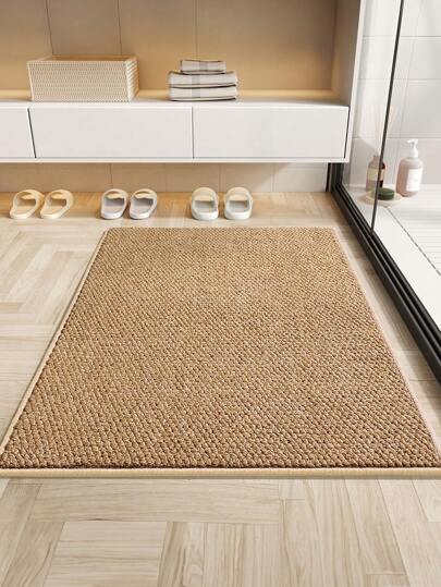 1 件装吸水柔软易清洁机洗浴室地垫，类黄麻材质，防污室内/室外入口地垫，家居装饰，适用于玄关、卧室、客厅、卧室、客厅区域地毯、客厅地毯、家居装饰，也适用于浴室、洗衣房、房间装饰、家用地毯、浴室装饰、户外地毯、门垫，秋季装饰，浴室配件，返校季入口装饰