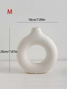 1 件现代北欧风格甜甜圈花瓶 - 几何圆形设计家居客厅装饰，塑料花卉中心装饰
